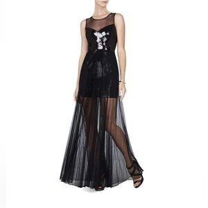 BCBG Cynthia Sequinned Detail Pleated Gown XS